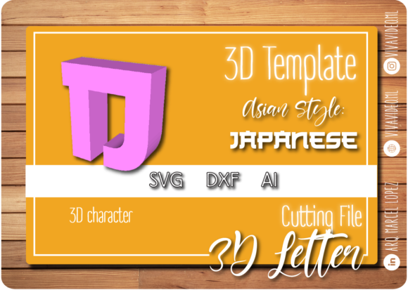 3D SVG Letter D with Asian Style for Creative Projects