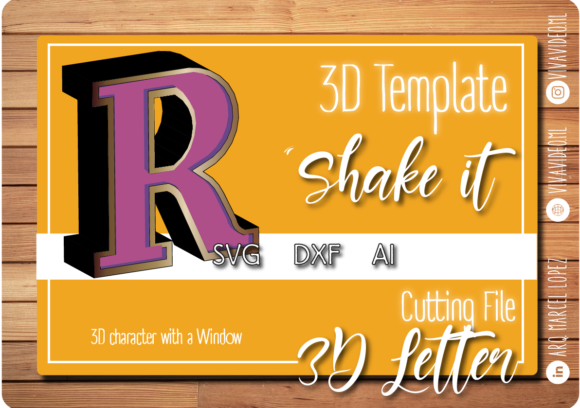 3D SVG Shapes for Crafting: The 3D Letter with Window R